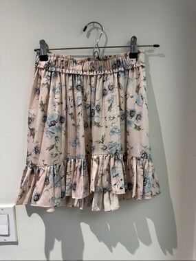 LoveShackFancy Blush Pink Floral Mini Skirt